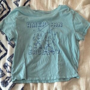 American Eagle Outfitters Light Blue Graphic Tee